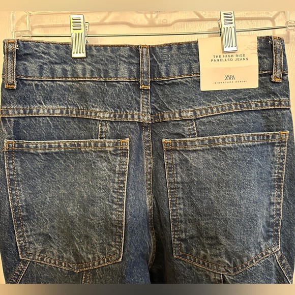 ZARA Signature Denim High Rise Panelled Jean, Size 2 - Picture 4 of 6